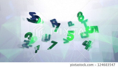 Image of numbers over network of connections on white background 124683547