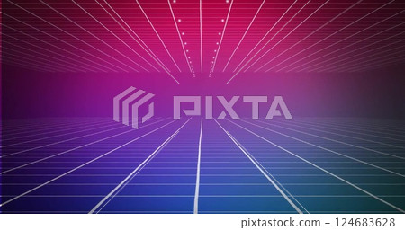 Image of red and blue shapes moving on purple background Image of red and blue shapes moving on purple background 124683628