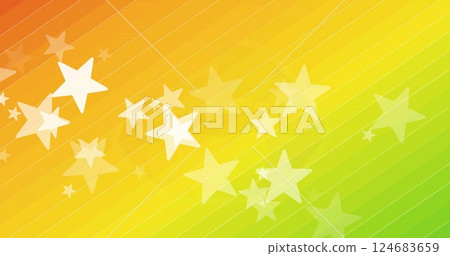 Image of floating stars and rainbow lips over moving rainbow background 124683659