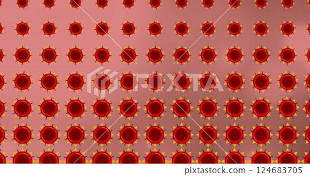 Image of red shapes moving over light spots Image of red shapes moving over light spots 124683705