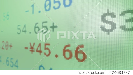 Image of digital data processing over green background Image of digital data processing over green background 124683787