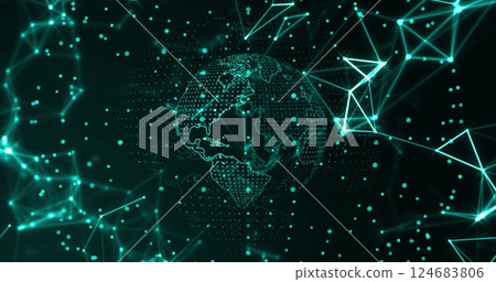 Image of network of connections over globe on black background Image of network of connections over globe on black background 124683806
