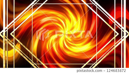 Image of golden frame over red shapes moving 124683872