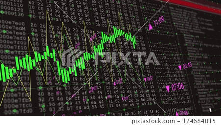 Image of digital data processing over screen 124684015