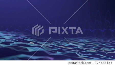Image of blue shapes moving on blue background Image of blue shapes moving on blue background 124684133