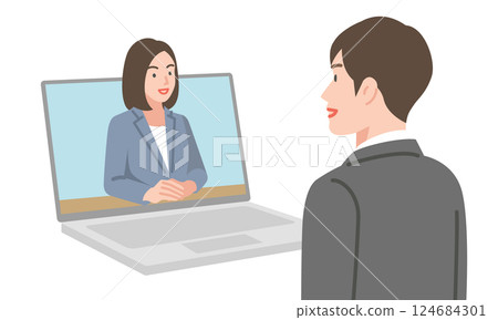 Men interviewing online Men interviewing online 124684301