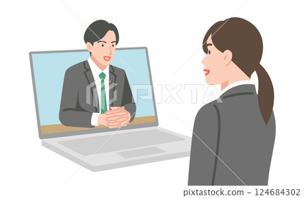 Woman having a remote interview Woman having a remote interview 124684302