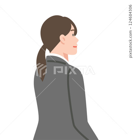 Side profile of a smiling woman 124684306