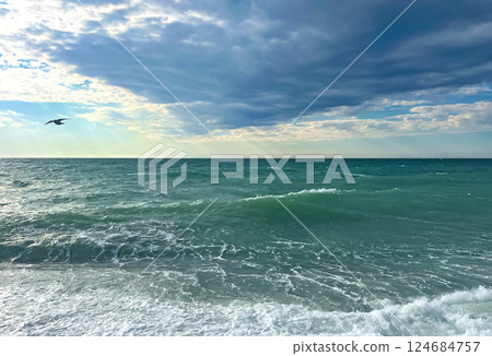 Black Sea in autumn in Sochi 124684757