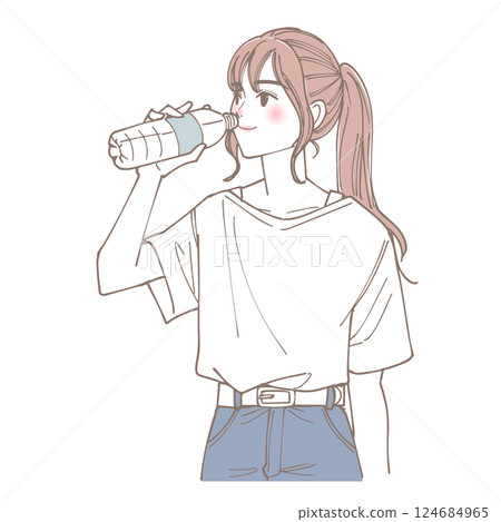 Illustration of a woman doing hydration 124684965