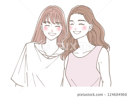 微笑的女性朋友的插圖 微笑的女性朋友的插圖 124684968