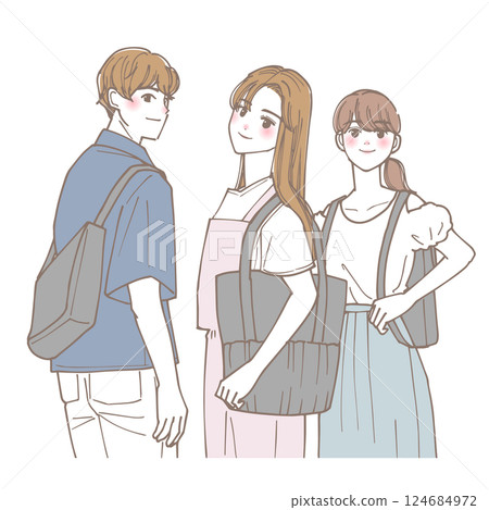 清爽大學生回首往事插畫 清爽大學生回首往事插畫 124684972