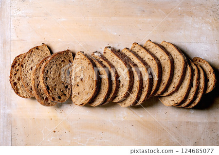 Sliced Artisan Sourdough Bread Loaf 124685077