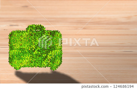 Sustainable Travel: Leafy Suitcase Symbolizing Eco-Friendly Tourism and Green Journey 124686194