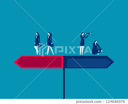 Business people with direction signs. Business vector concept Business people with direction signs. Business vector concept 124686976