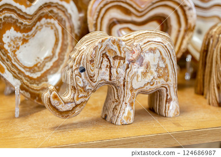 Close-up of natural onyx elephant figurine 124686987