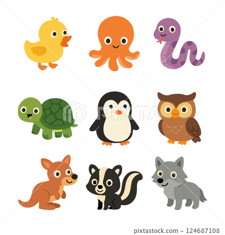 Woodland Creature Cartoon Collection 124687108
