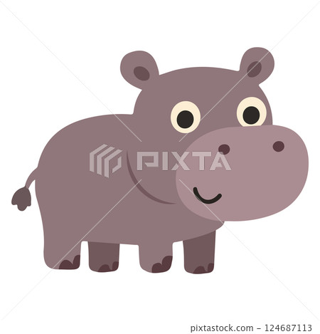 Cute Cartoon Hippo Illustration doodle 124687113