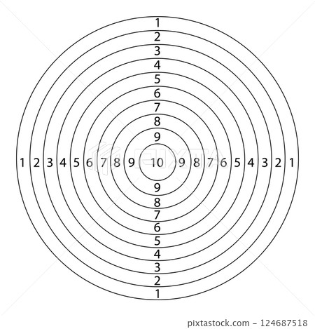 Target shooting blank paper black line with numbers. Competition or for training. Gun target. Target shooting blank paper black line with numbers. Competition or for training. Gun target. 124687518