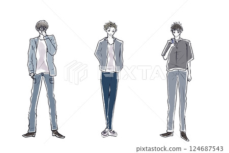 男性時尚插畫 男性時尚插畫 124687543