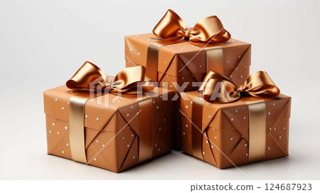 Beautiful gift boxes background for the New Year and Christmas holiday Beautiful gift boxes background for the New Year and Christmas holiday 124687923