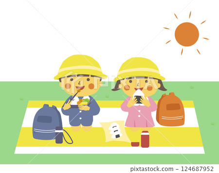 孩子們在實地考察後吃午餐 124687952