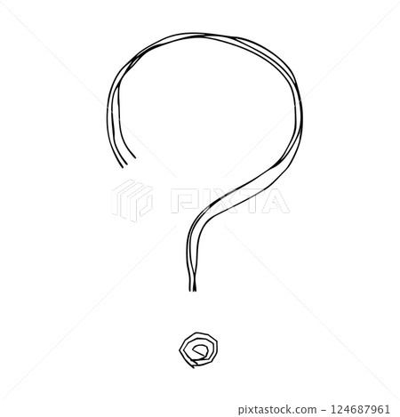 Question mark hand-drawn line icon Monochrome vector illustration with multiple overlapping lines 124687961