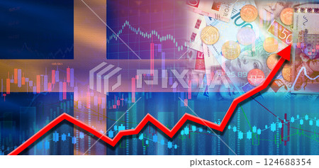 Sweden financial growth on market graph. Sweden economic growth on financial graph 124688354