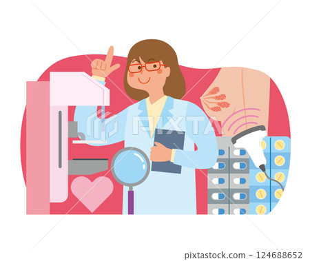 Female doctor performing breast cancer examination 124688652