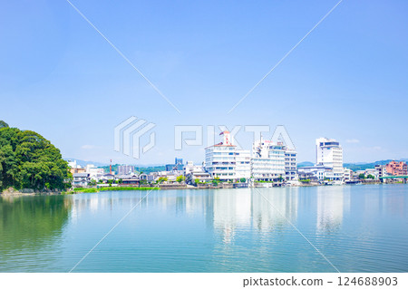 Hita's Mikuma River and cityscape Hita's Mikuma River and cityscape 124688903