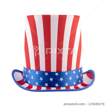 Extra tall American hat isolated on white background 124689278
