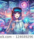 Woman in VR goggles 124689296