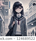 School girls going to school 124689522