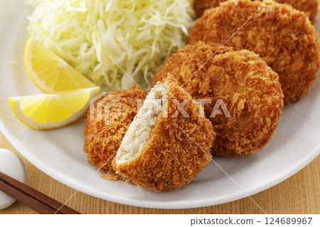 Delicious beef and potato croquettes 124689967