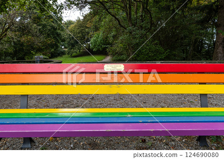 Munich, Germany - Oct 03, 2024: Autumn view of the Luitpold park near Olympic Park in Munich, Bavaria, Germany Munich, Germany - Oct 03, 2024: Autumn view of the Luitpold park near Olympic Park in Munich, Bavaria, Germany 124690080