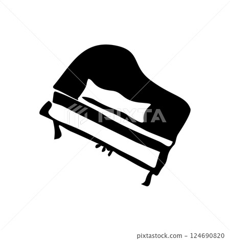 Simple illustration of grand piano instrument vector icon for web design isolated on white background Simple illustration of grand piano instrument vector icon for web design isolated on white background 124690820