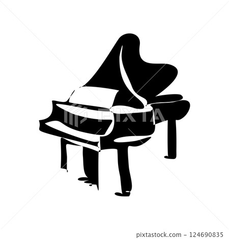Simple illustration of grand piano instrument vector icon for web design isolated on white background 124690835