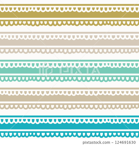 Seamless Vector Pattern with Alternating Colourful and White Lacy Stripes 124691630