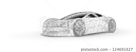A concept car racing at high speed. Fast auto, green technology, sport vehicle. 124691827