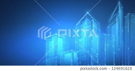 Smart city digital background. Building Technology, Futuristic Architecture. Smart city digital background. Building Technology, Futuristic Architecture. 124691828