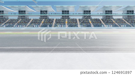 3D Spectators waiting at finish line of motor racing track 3D Spectators waiting at finish line of motor racing track 124691897