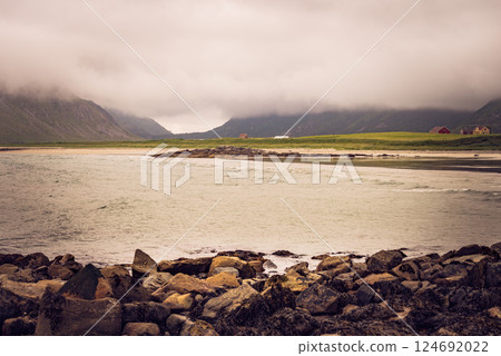 Flakstadoy island landscape, Lofoten Norway 124692022