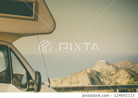 Camper rv on viewpoint in Spain Camper rv on viewpoint in Spain 124692113