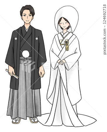 和服的新娘和新郎 和服的新娘和新郎 124692718