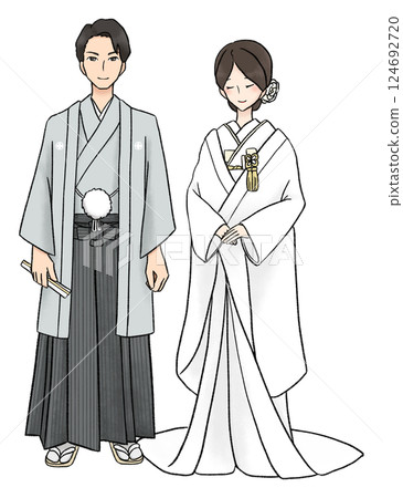 和服的新娘和新郎 和服的新娘和新郎 124692720