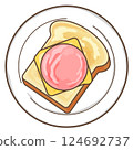 火腿和起司吐司插圖 124692737