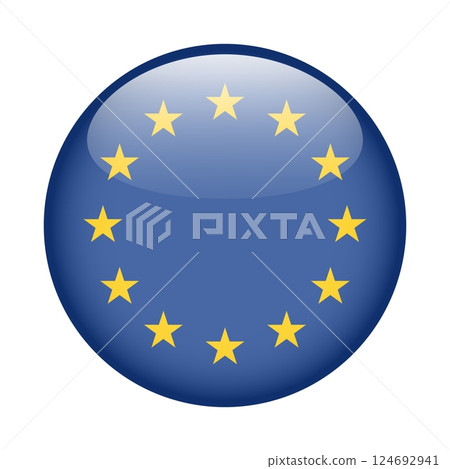 flag of European Union, button round glossy icon flag of European Union, button round glossy icon 124692941
