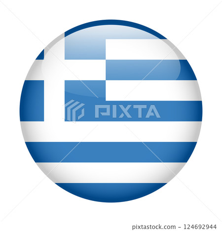 flag of Greece, button round glossy icon flag of Greece, button round glossy icon 124692944