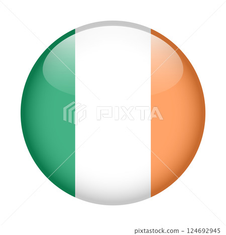 flag of Ireland, button round glossy icon flag of Ireland, button round glossy icon 124692945