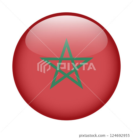 flag of Morocco, button round glossy icon flag of Morocco, button round glossy icon 124692955